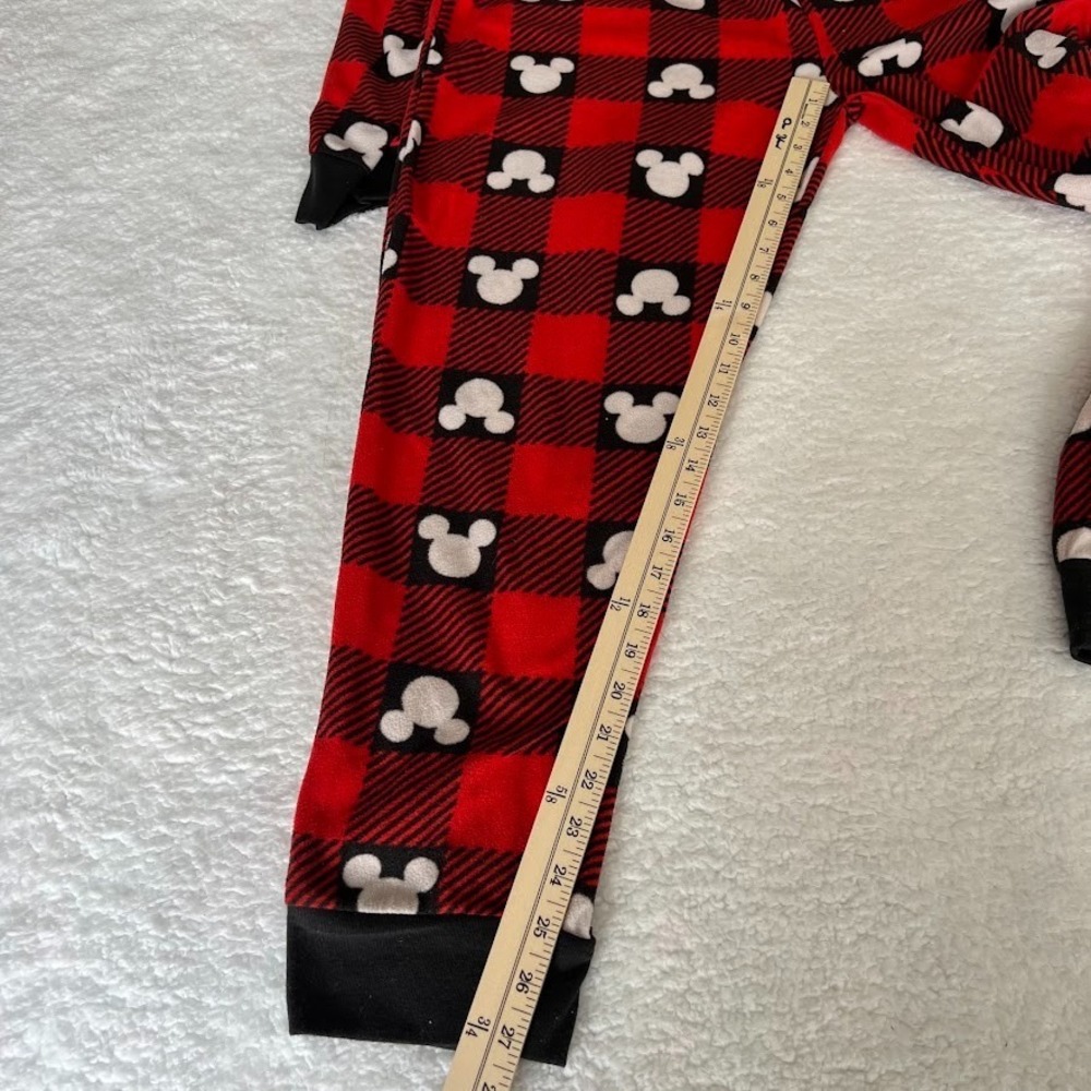 Disney 100 Mickey Mouse Union‎ Suit Pajamas Womens L Buffalo Plaid Hooded Ears - Picture 4 of 7